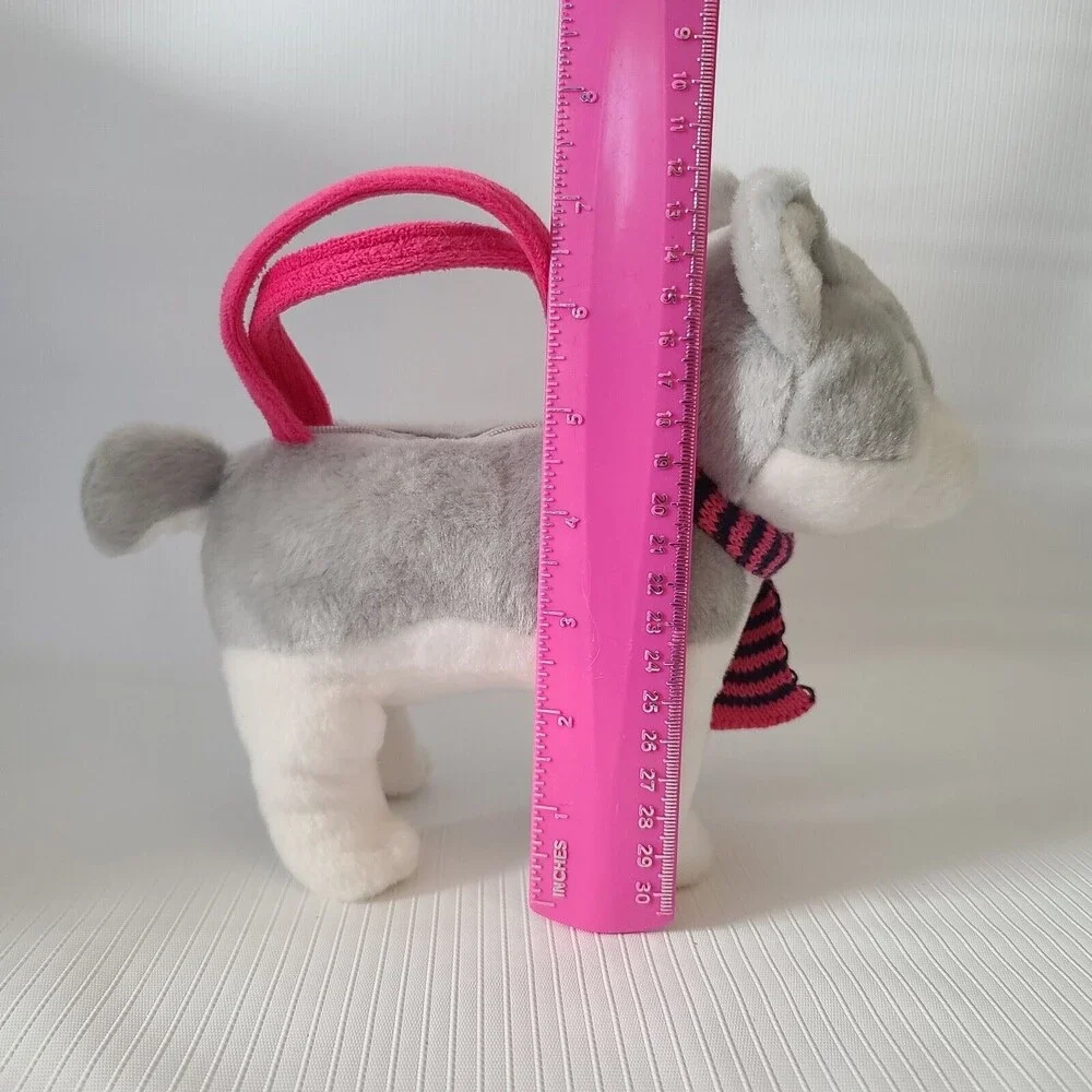 Husky with Scarf Girl Zippered Purse Carry Bag Embroidered Eyes